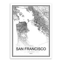Load image into Gallery viewer, Black White Custom World City Map Paris London New York Posters Nordic Living Room Wall Art Pictures Home Decor Canvas Paintings