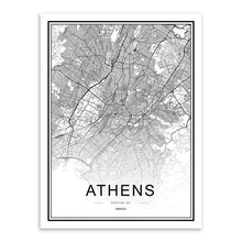 Load image into Gallery viewer, Black White Custom World City Map Paris London New York Posters Nordic Living Room Wall Art Pictures Home Decor Canvas Paintings