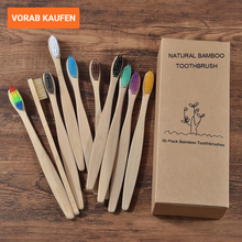 Load image into Gallery viewer, New design mixed color bamboo toothbrush Eco Friendly wooden Tooth Brush Soft bristle Tip Charcoal adults oral care toothbrush
