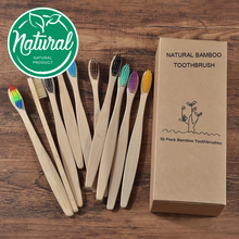 Load image into Gallery viewer, New design mixed color bamboo toothbrush Eco Friendly wooden Tooth Brush Soft bristle Tip Charcoal adults oral care toothbrush
