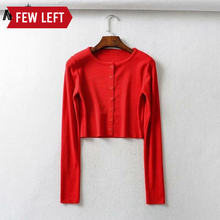 Load image into Gallery viewer, Aproms Candy Color Ribbed Knitted Cardigan Women Autumn Winter Long Sleeve Basic Cropped Sweaters Female Casual Short Jumper Top
