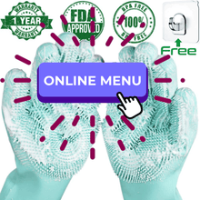Load image into Gallery viewer, Magic Silicone Dishwashing Scrubber Dish Washing Sponge Rubber Scrub Gloves Kitchen Cleaning 1 Pair

