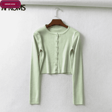 Load image into Gallery viewer, Aproms Candy Color Ribbed Knitted Cardigan Women Autumn Winter Long Sleeve Basic Cropped Sweaters Female Casual Short Jumper Top
